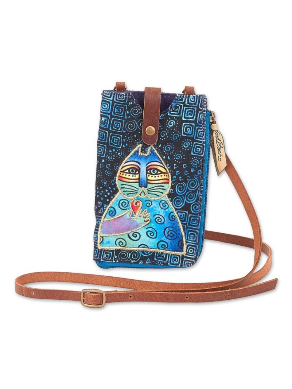 Laurel Burch Wishing Love Ranbow Feline Phone Storage Crossbody Cat